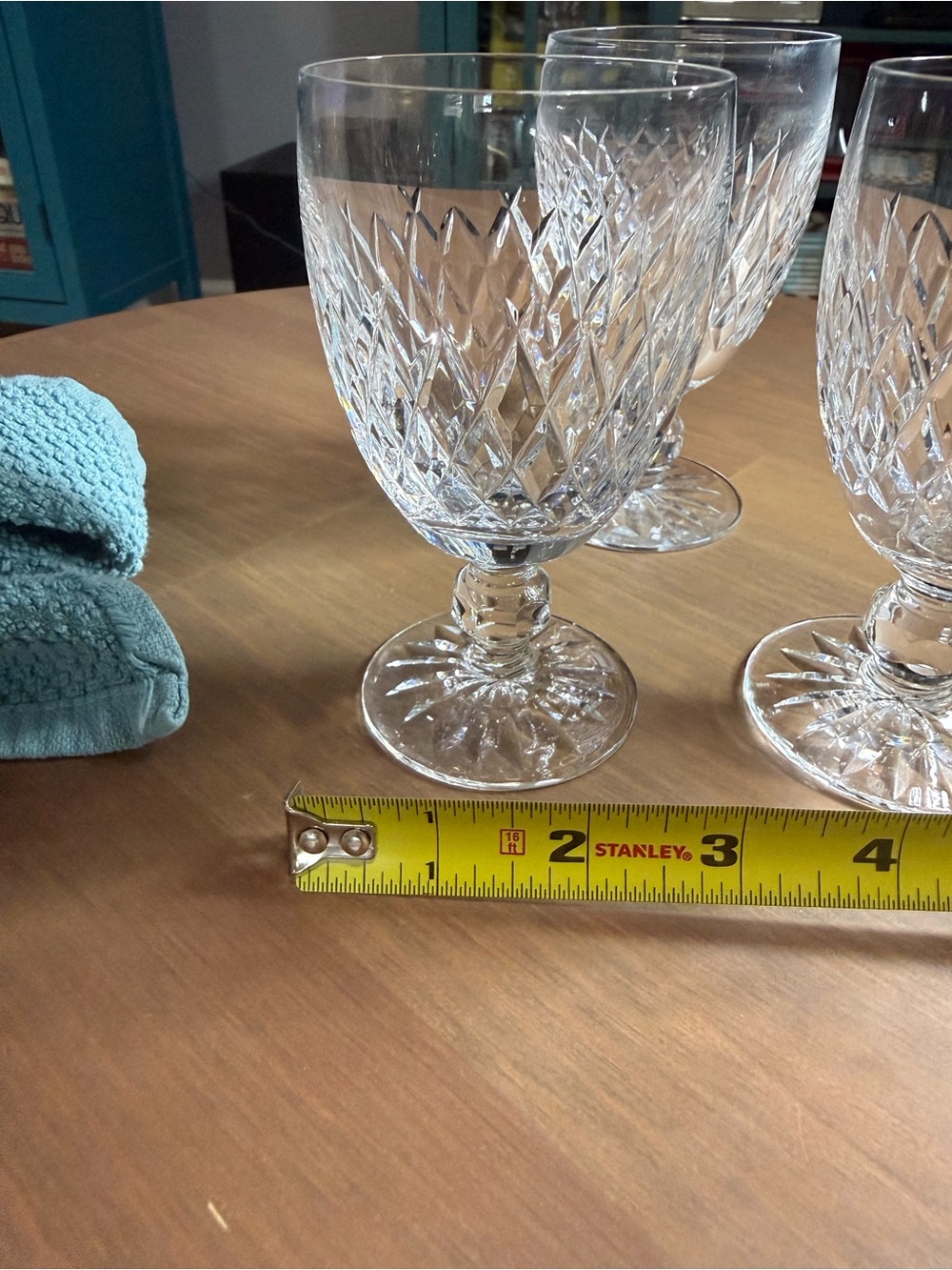 Crystal Cut Goblet Glasses - Clear Stemware (Set of 3) - Picture 3 of 5